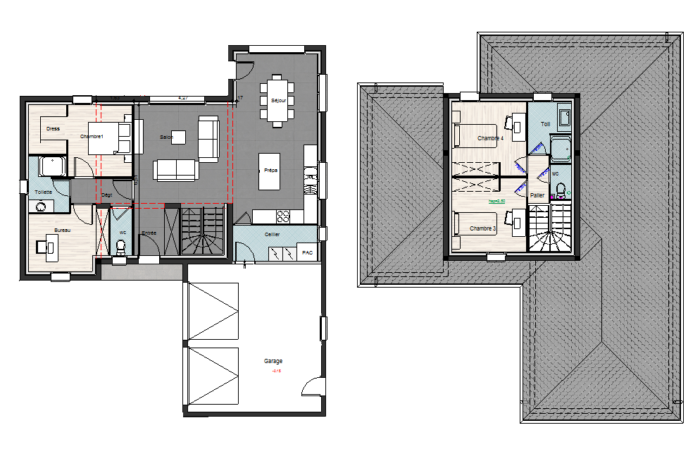Plan de Maison 4CH 116m² - Ardoise